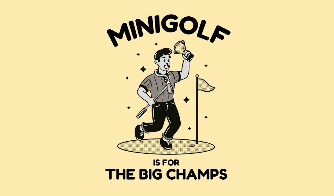 Verspieltes Minigolf-Champion-Design T-Shirt-Designvorlage