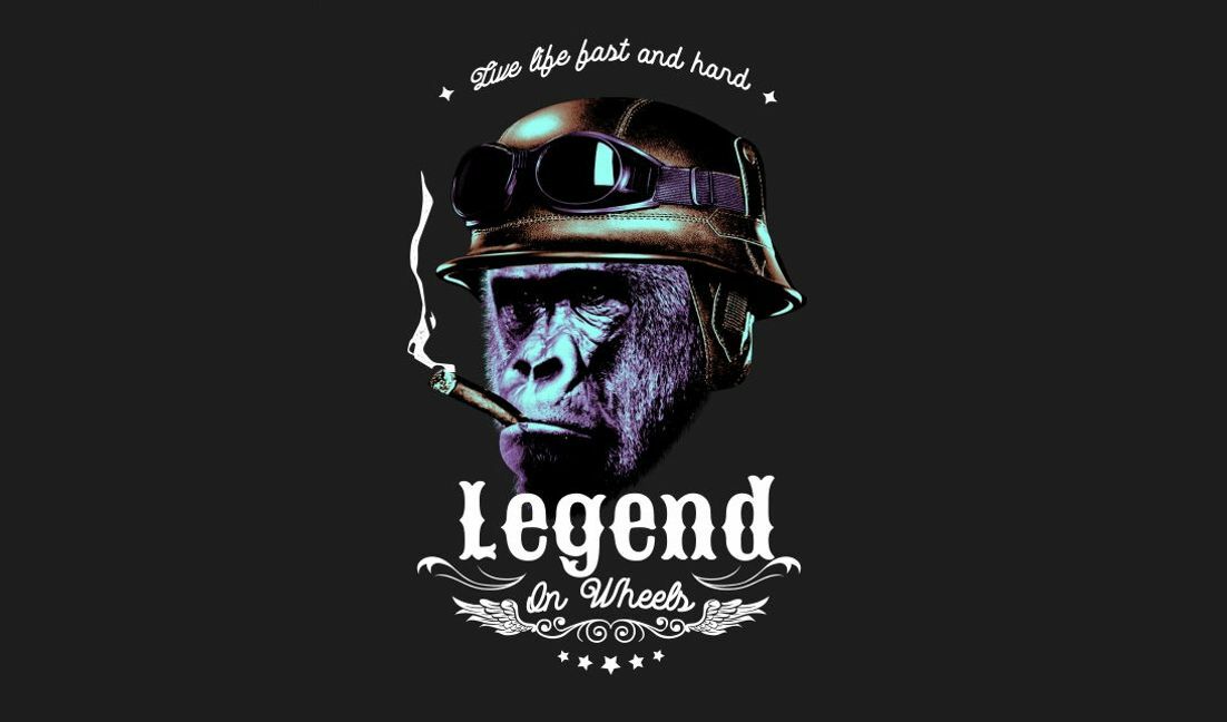 Plantilla de diseño para camiseta Diseño único de leyenda de gorila con toques retro.