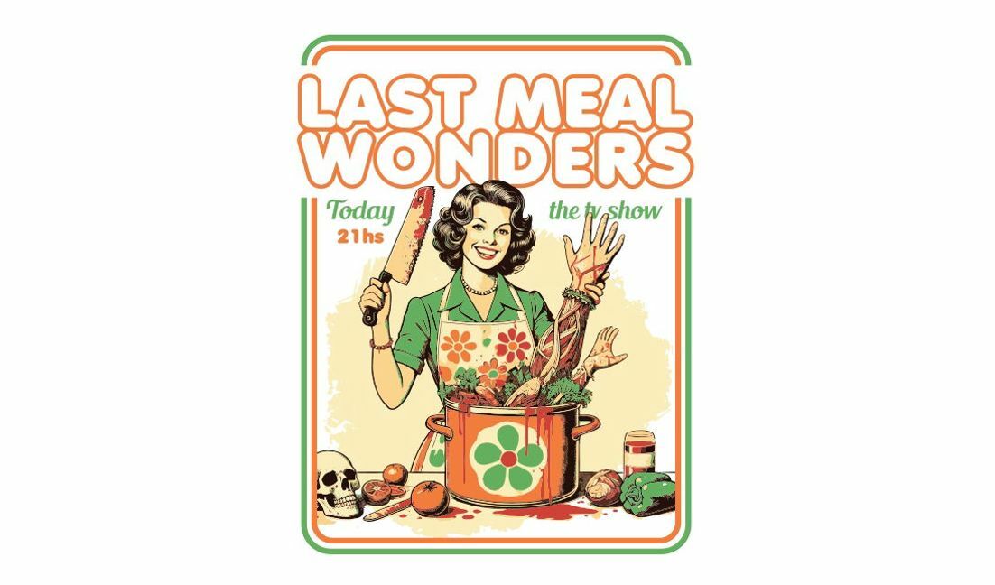 Modelo de design para camiseta Cartaz de programa de culinária excêntrico com charme vintage
