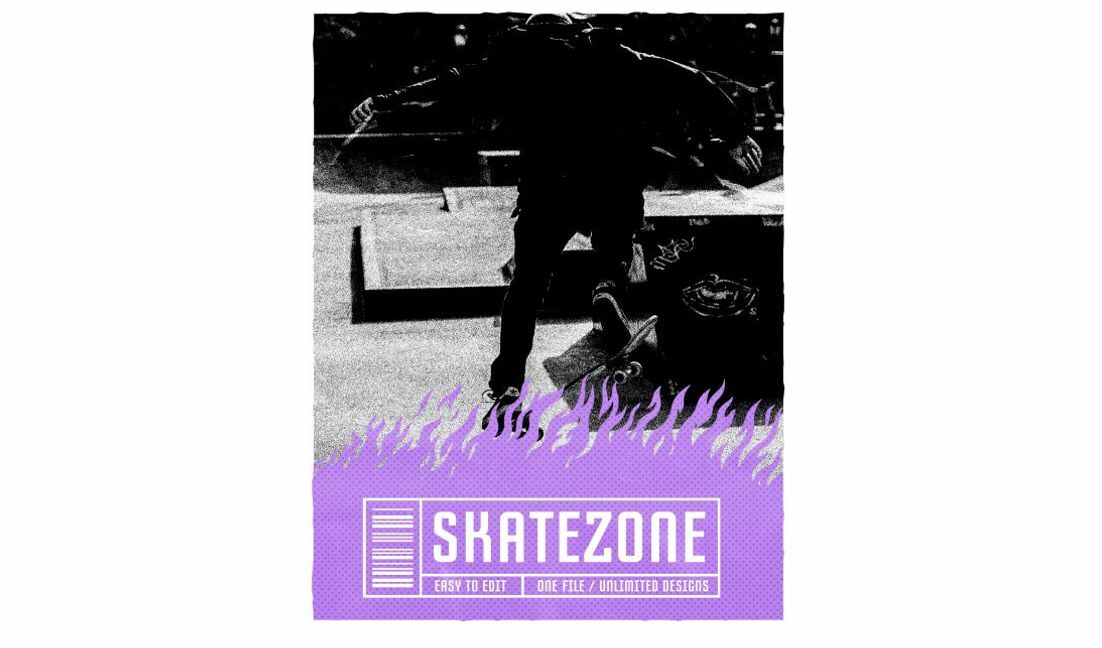 Modelo de design para camiseta Design de pôster dinâmico para evento de skate