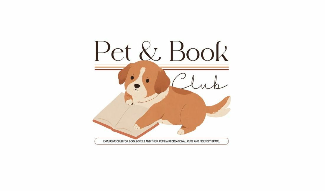 Verspieltes Haustier- und Buchclub-Design T-Shirt-Designvorlage