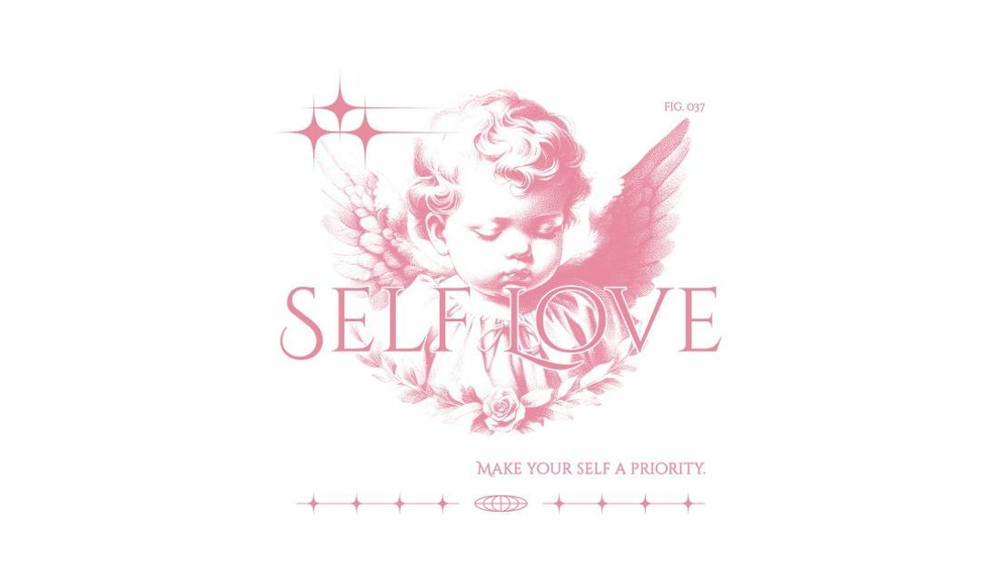 Charming self-love angel design with inspirational quote t-shirt design template