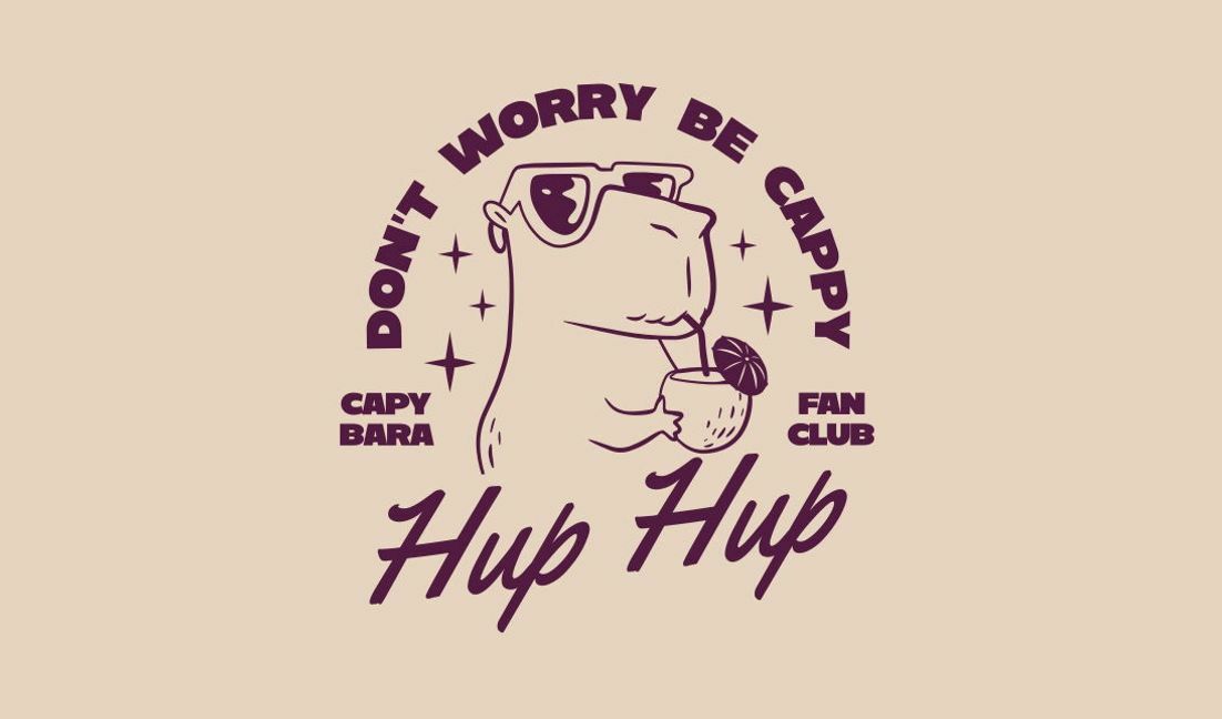 Verspieltes Capybara-Fanclub-Design T-Shirt-Designvorlage