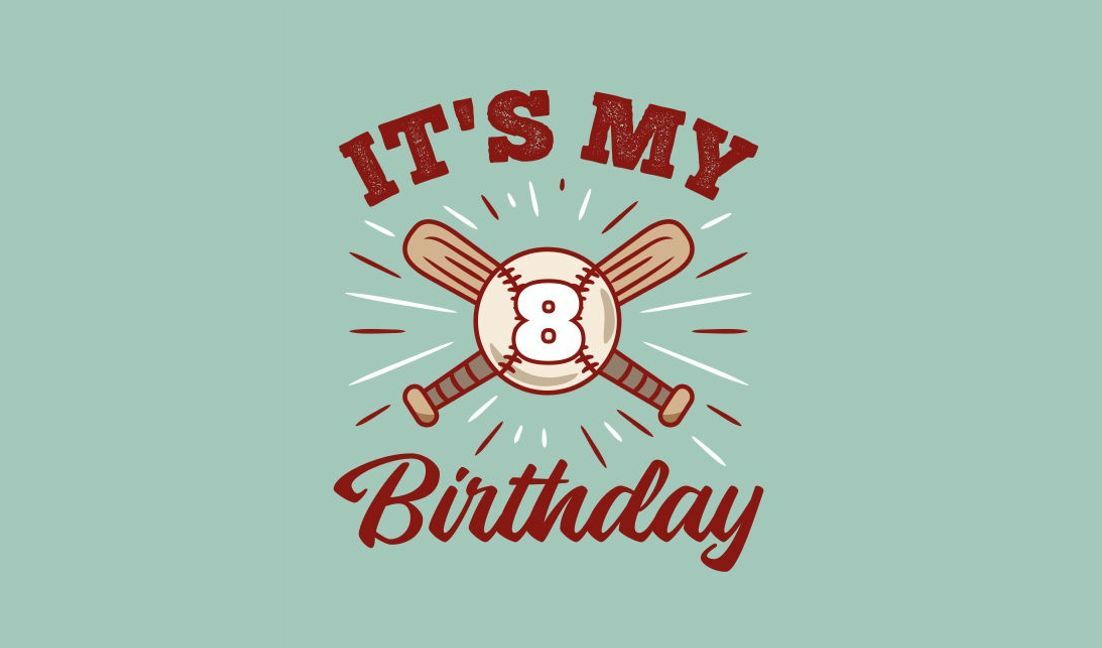 Verspieltes Baseball-Geburtstagsdesign T-Shirt-Designvorlage