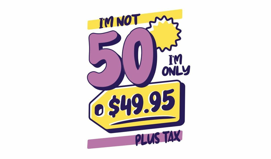 Modelo de design para camiseta Design de etiqueta de preço bem-humorado com declaração de preço lúdica