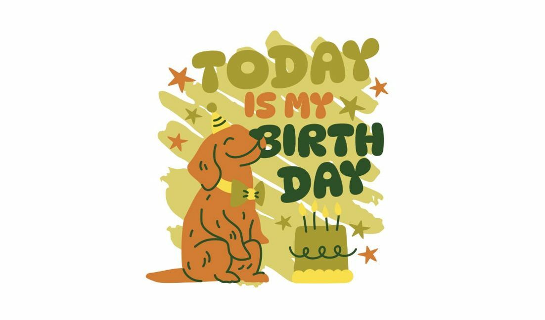 Plantilla de diseño para camiseta Diseño de celebración de cumpleaños de perro juguetón