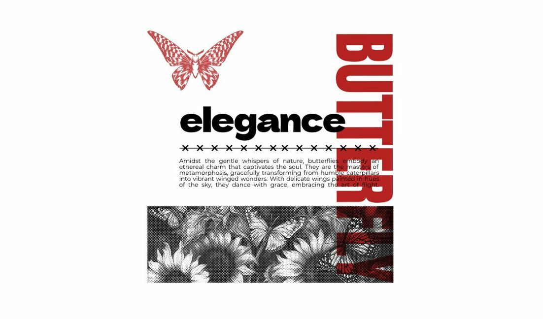 Eleganter Schmetterlings-Kunstdruck mit inspirierendem Zitat T-Shirt-Designvorlage