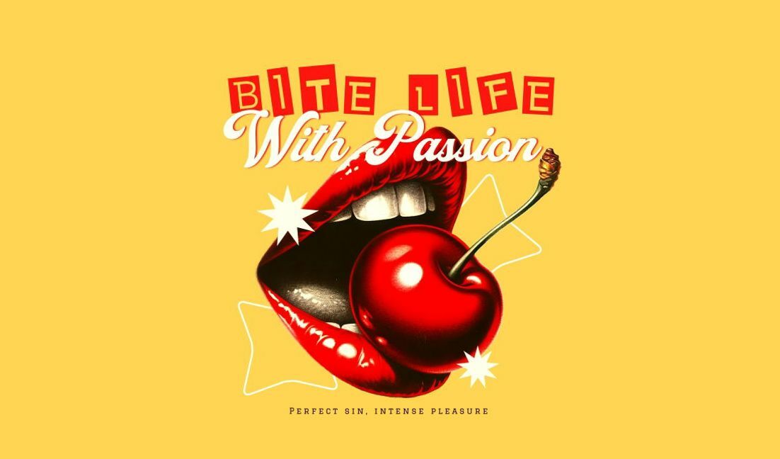 Bold vintage mouth and cherry graphic design t-shirt design template