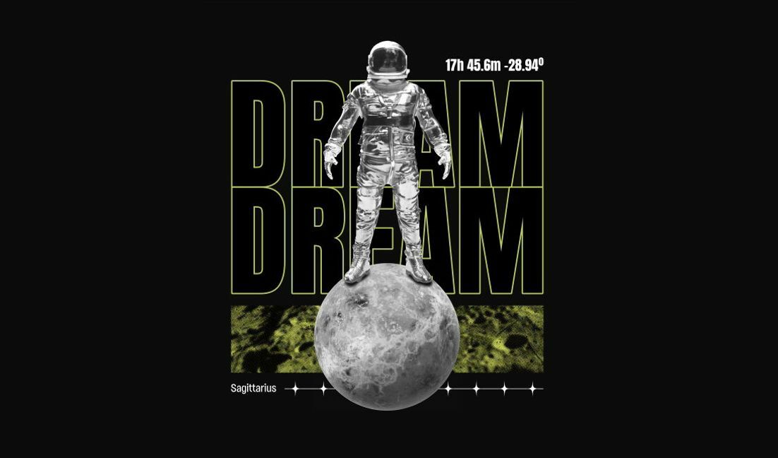 Space astronaut dream graphic design t-shirt design template