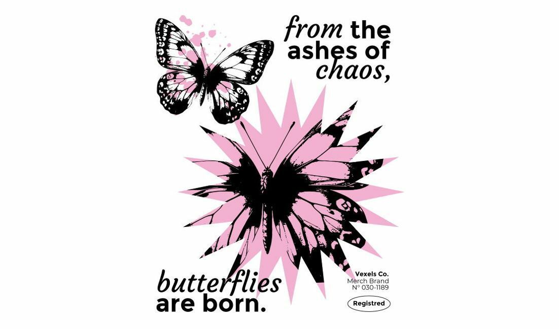 Plantilla de diseño para camiseta Diseño de cita inspiradora de mariposa