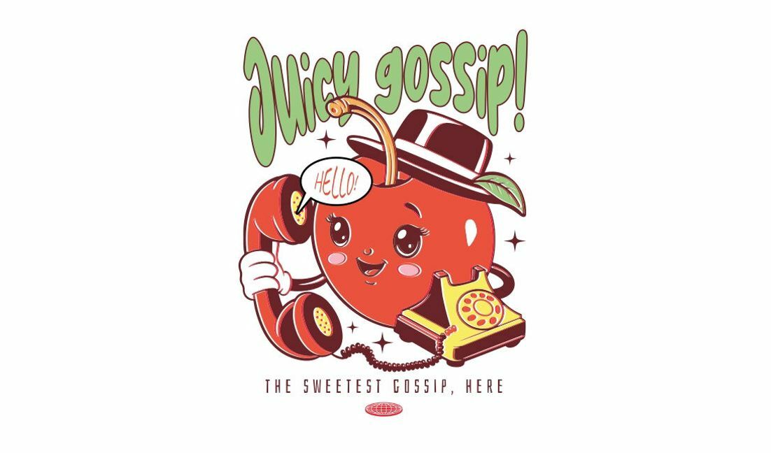 Playful cherry character with retro phone design t-shirt design template