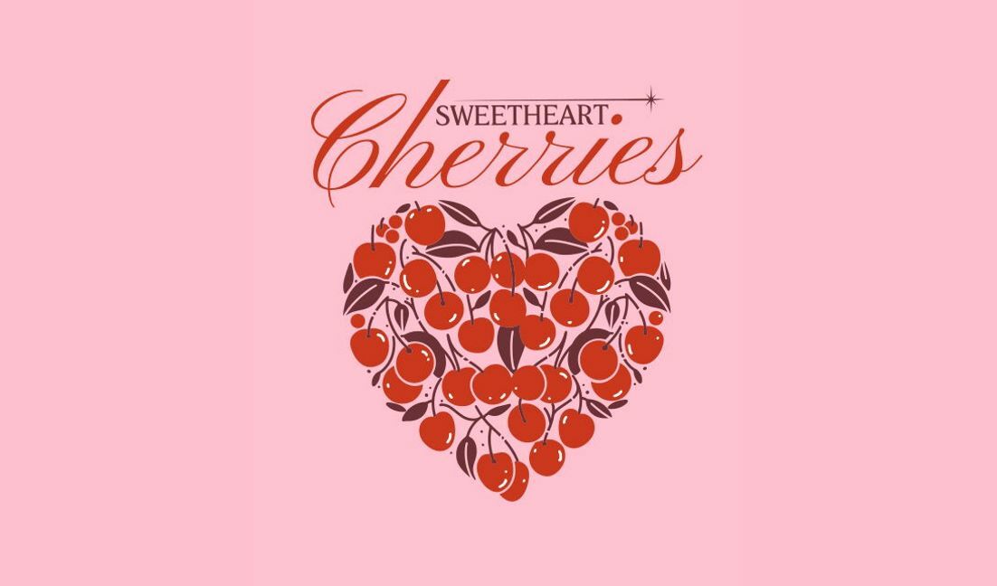 Modelo de design para camiseta Design encantador de coração com cerejas