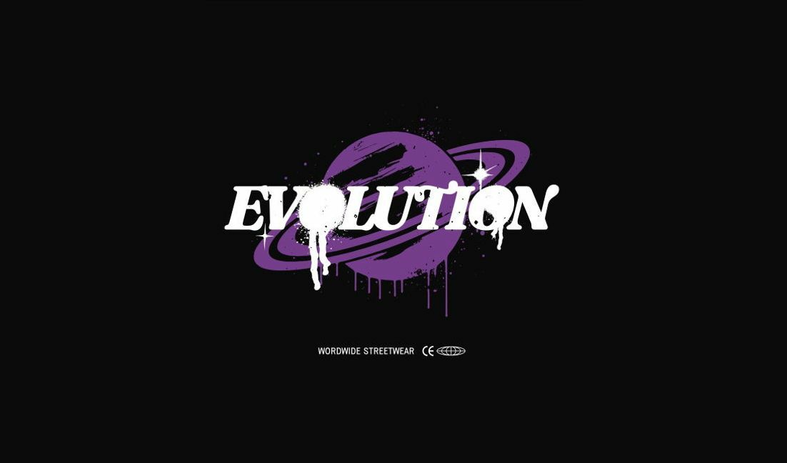 Modelo de design para camiseta Design gráfico de evolução ousado com tema planetário