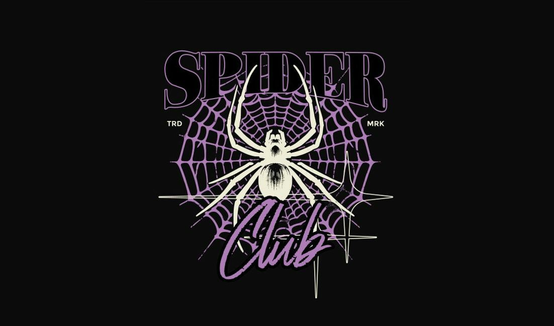 Plantilla de diseño para camiseta Diseño gráfico único del club de arañas