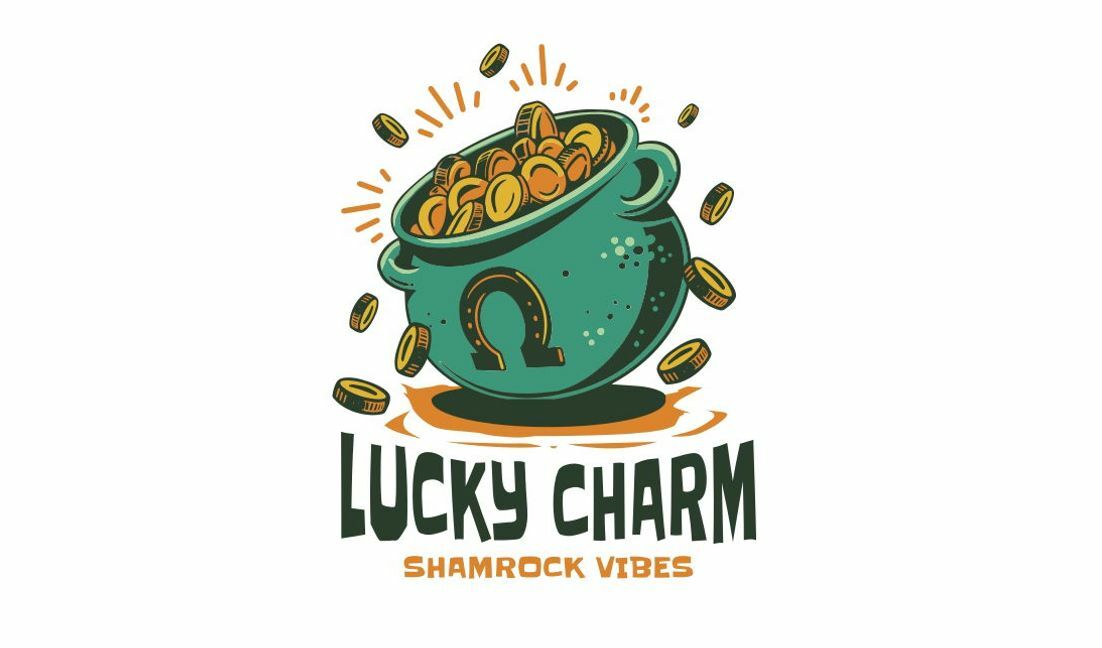 Plantilla de diseño para camiseta Diseño de maceta de amuleto de la suerte con monedas.