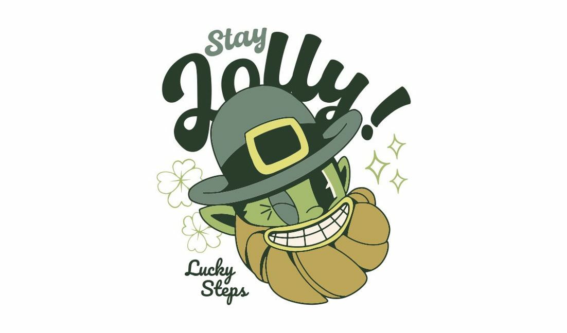 Playful leprechaun design with stay jolly quote t-shirt design template