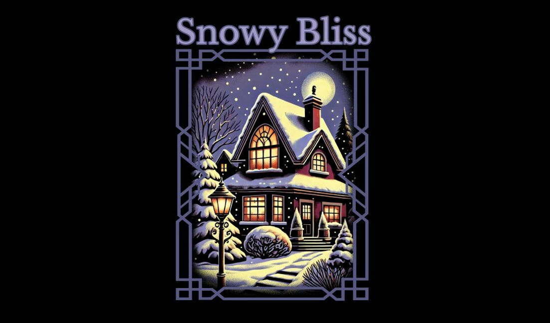 Charmante Winterhüttenillustration T-Shirt-Designvorlage