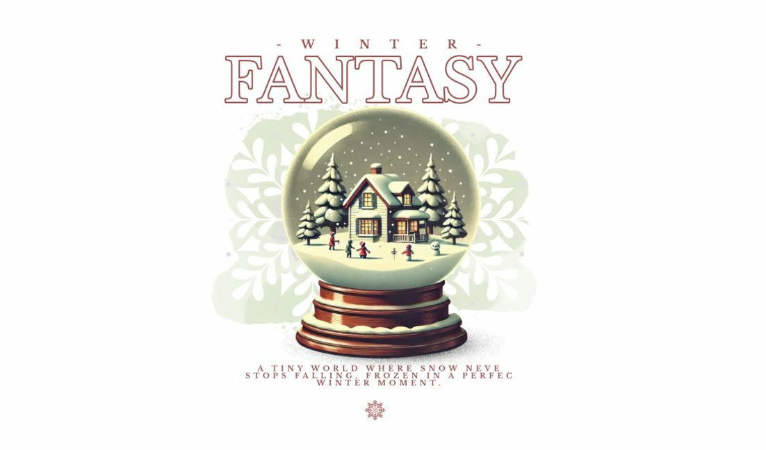 Charming winter fantasy snow globe design t-shirt design template