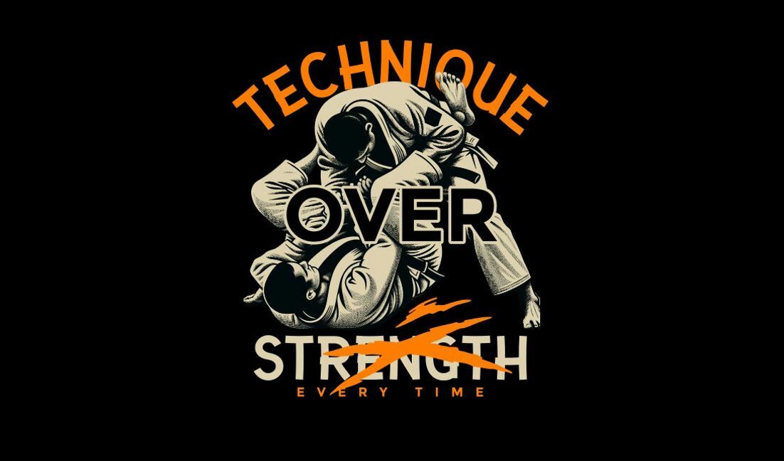 Martial arts technique over strength design t-shirt design template