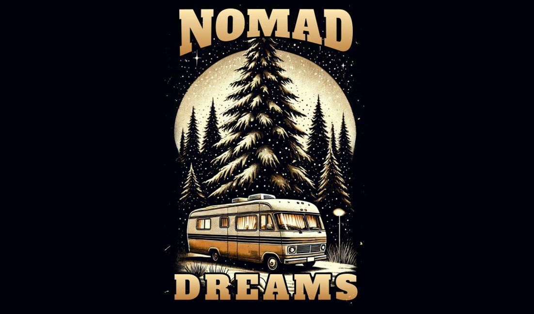 Plantilla de diseño para camiseta Diseño de autocaravana Nomad Dreams