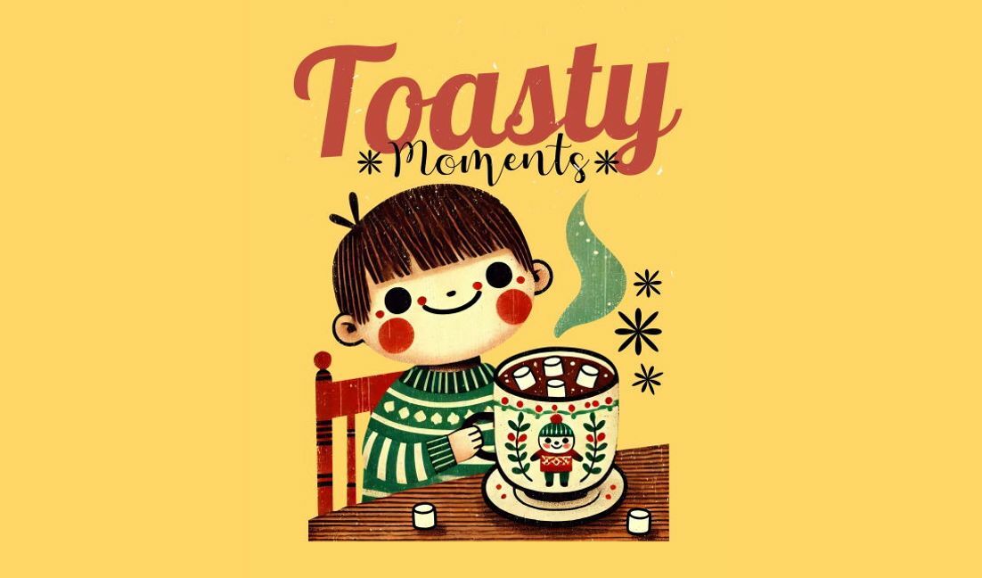 Playful hot chocolate illustration with cheerful boy t-shirt design template