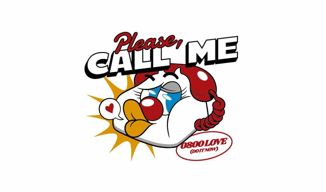 Playful vintage phone graphic with call request t-shirt design template