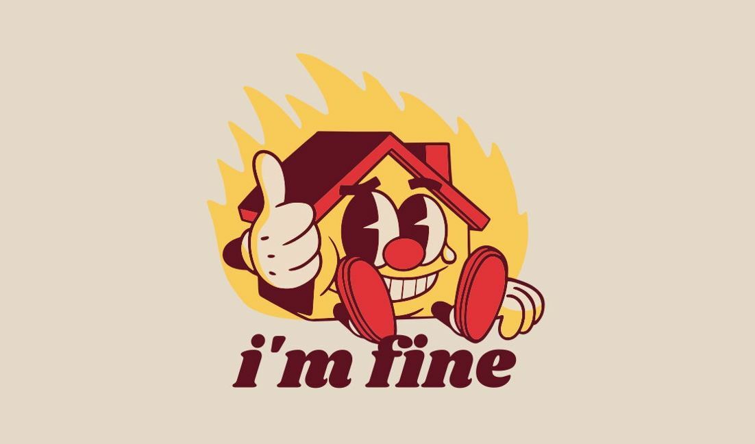 Plantilla de diseño para camiseta Diseño de casa de dibujos animados divertido con pulgares hacia arriba y humor.