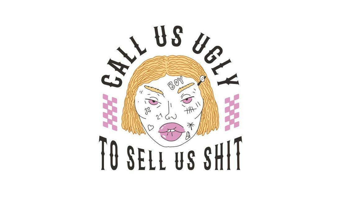 Auffälliges Grafikdesign mit einem provokanten Zitat T-Shirt-Designvorlage