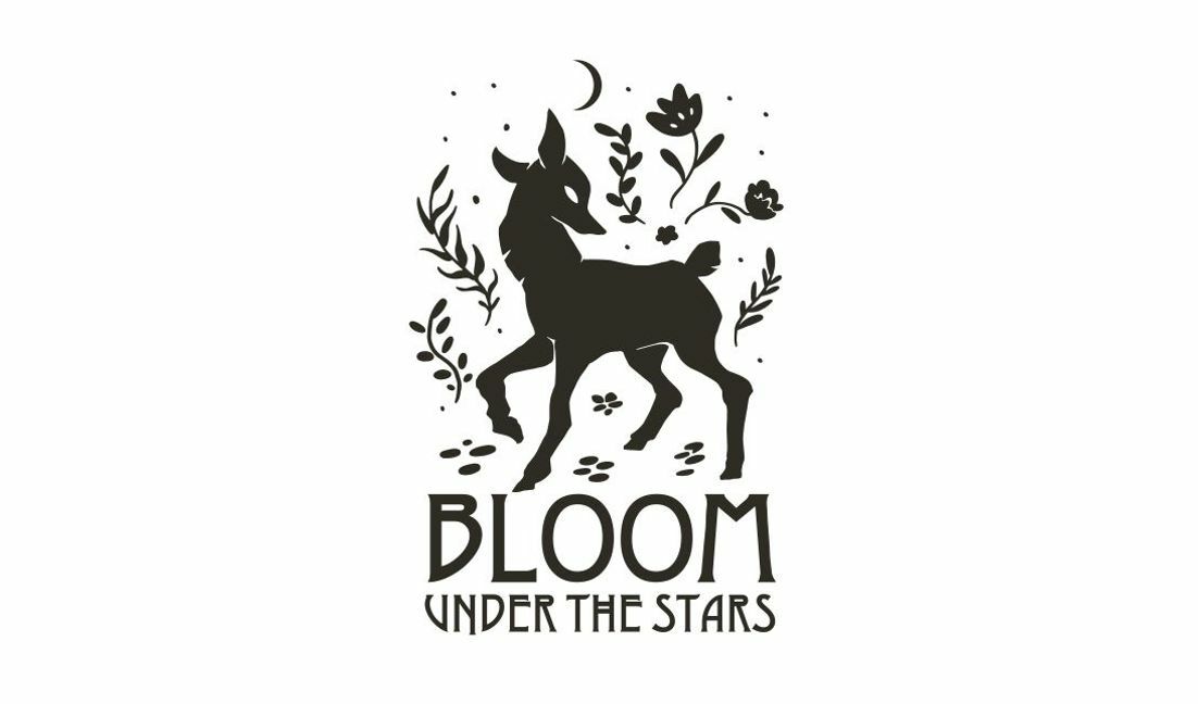 Bezauberndes Blüten-unter-den-Sternen-Design mit einem Hirsch T-Shirt-Designvorlage