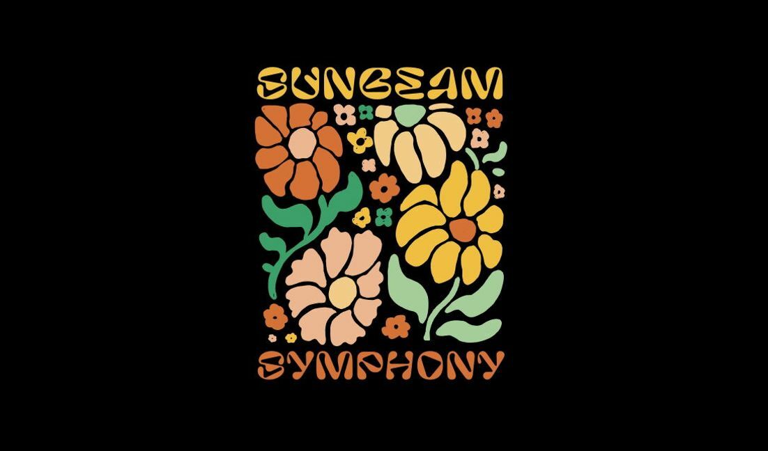 Plantilla de diseño para camiseta Diseño vibrante de sinfonía floral de rayos de sol