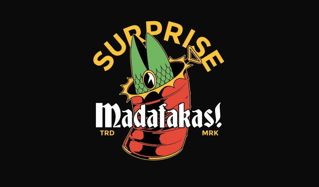 Verspieltes Überraschungsdosen-Design mit fettem Text T-Shirt-Designvorlage