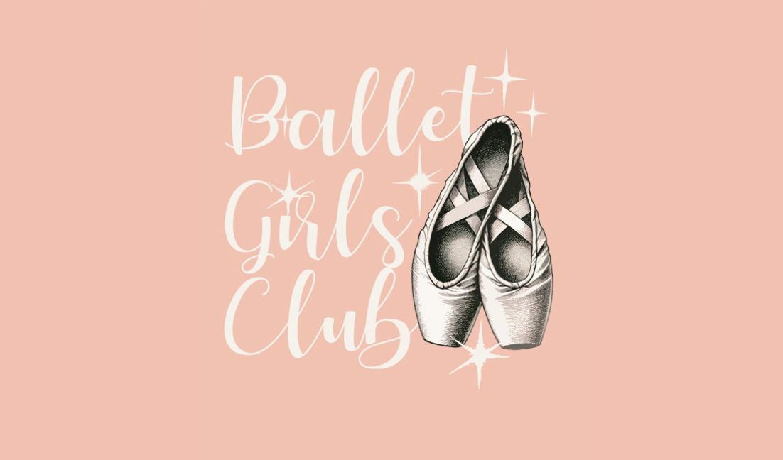 Ballet girls club design with pointe shoes t-shirt design template