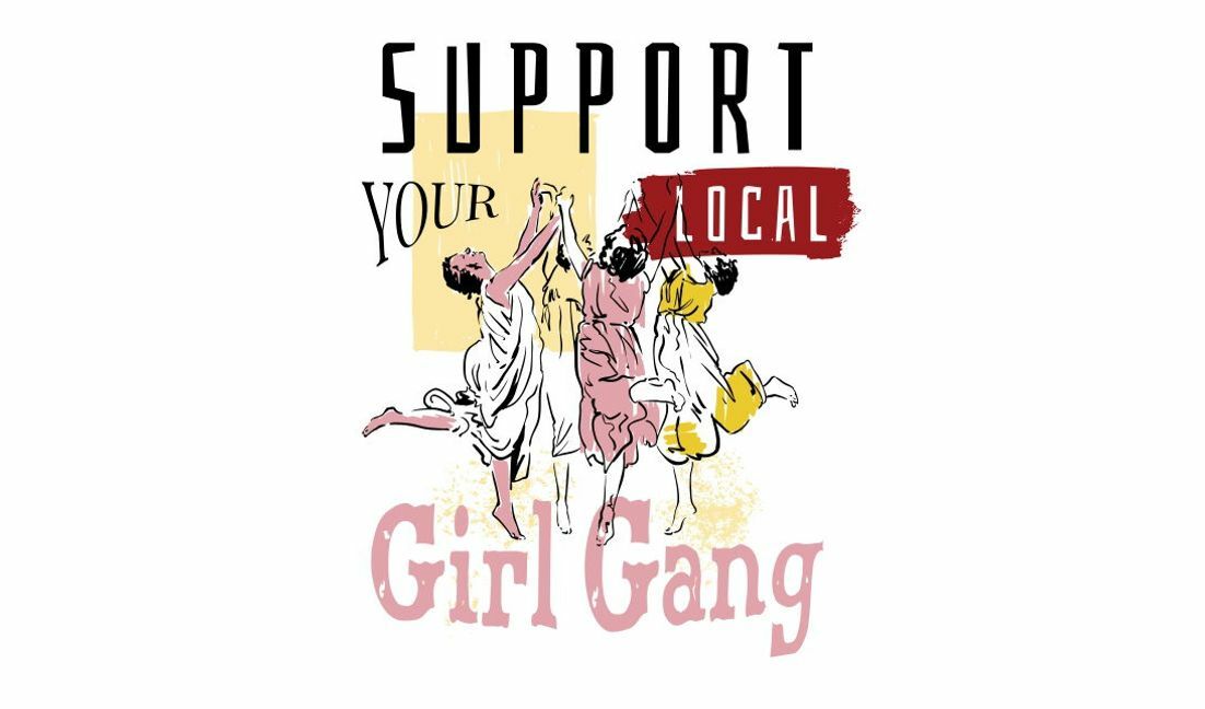 Modelo de design para camiseta Apoie o design gráfico da sua gangue feminina local