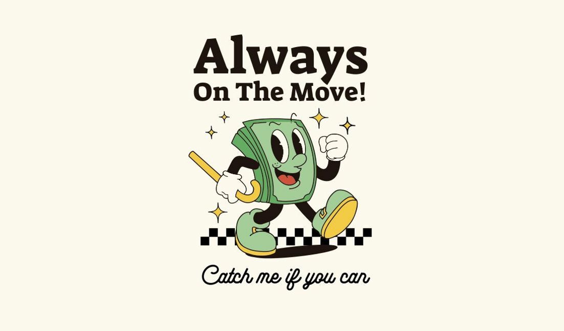 Plantilla de diseño para camiseta Diseño de personaje de dinero lúdico con cita motivacional