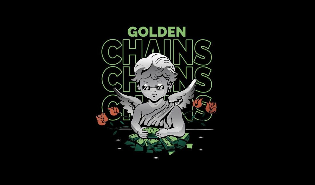 Verspielte Engelsfigur mit Geld- und Rosen-Design T-Shirt-Designvorlage