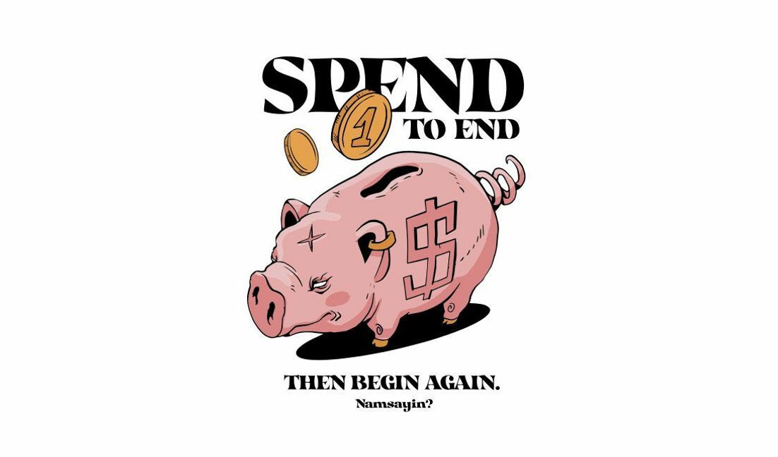 Verspieltes Sparschwein-Geldzitat-Design T-Shirt-Designvorlage