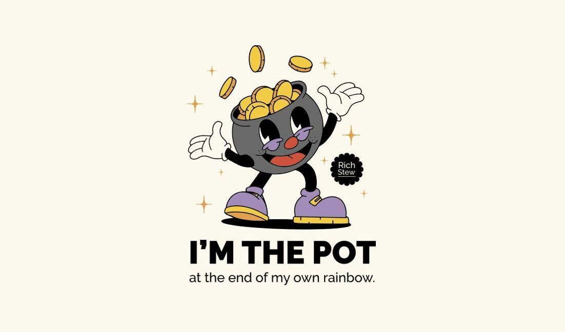 Modelo de design para camiseta Ilustração divertida de pote de ouro