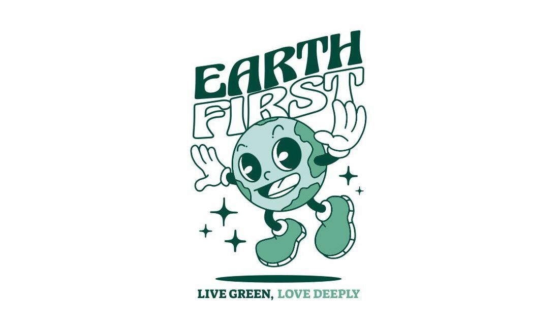 Playful earth first graphic design t-shirt design template