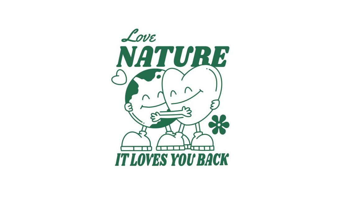 Plantilla de diseño para camiseta Diseño de amor por la naturaleza lúdica