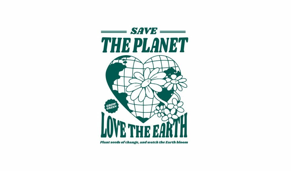 Modelo de design para camiseta Design ecológico que ama a terra