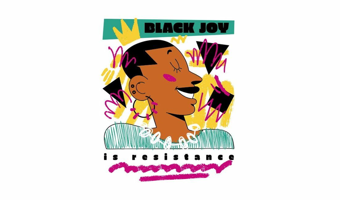 Playful graphic with 'black joy is resistance' message t-shirt design template