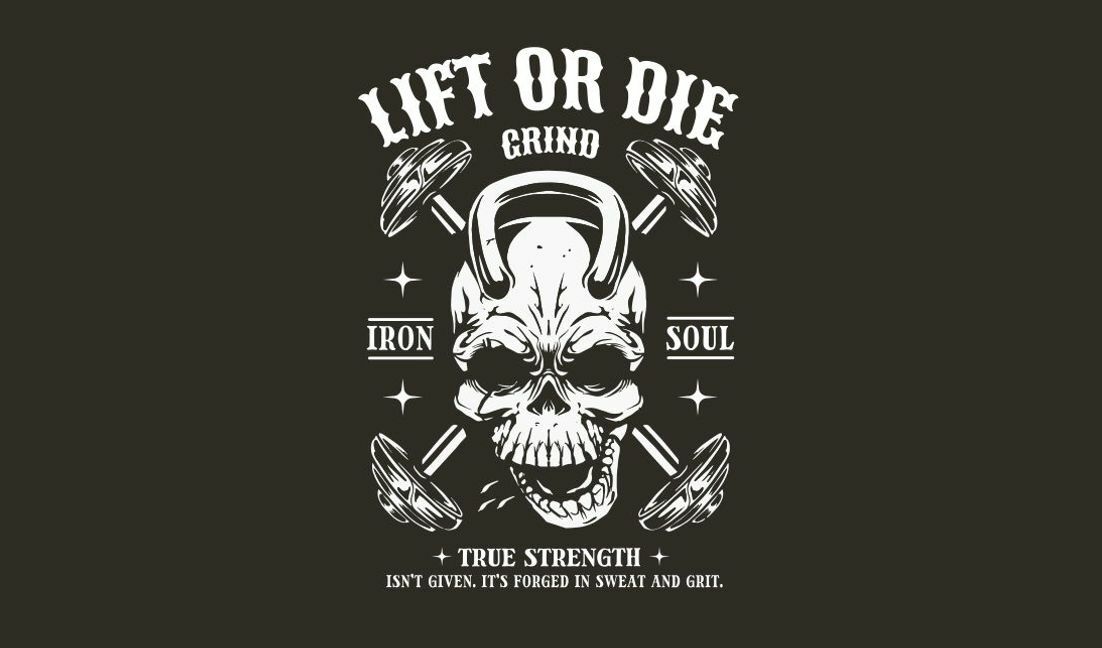 Intensives Gewichtheber-Totenkopf-Design T-Shirt-Designvorlage