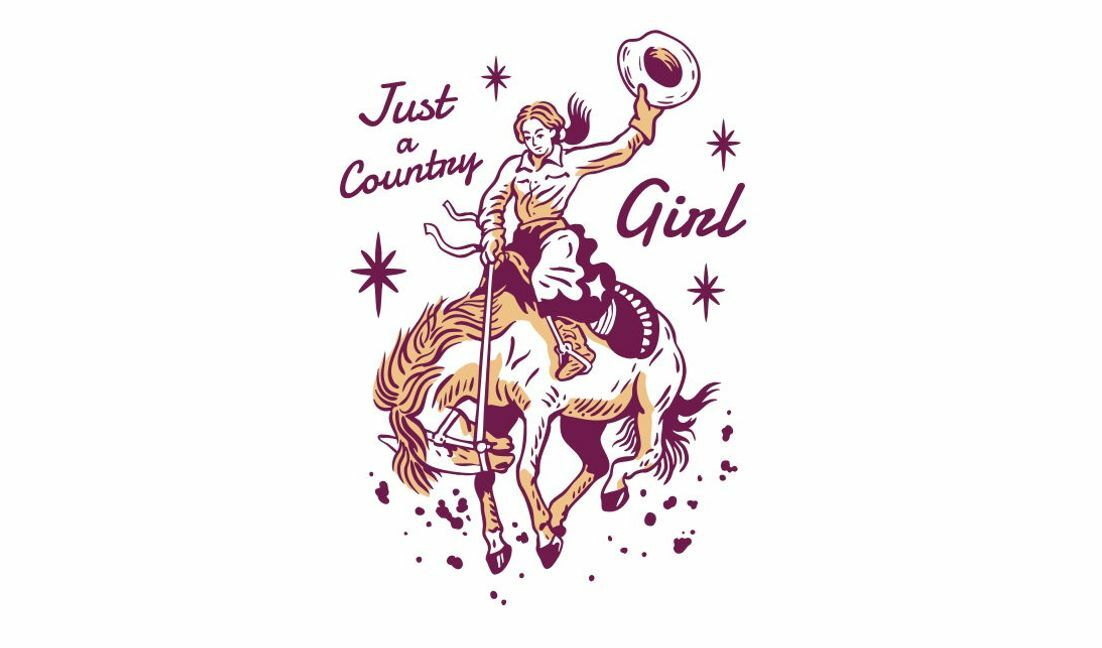 Vintage Landmädchenillustration T-Shirt-Designvorlage