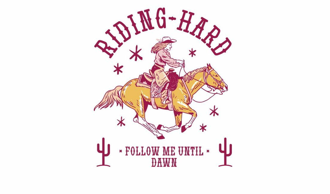 Westernreit-Design mit motivierendem Zitat T-Shirt-Designvorlage