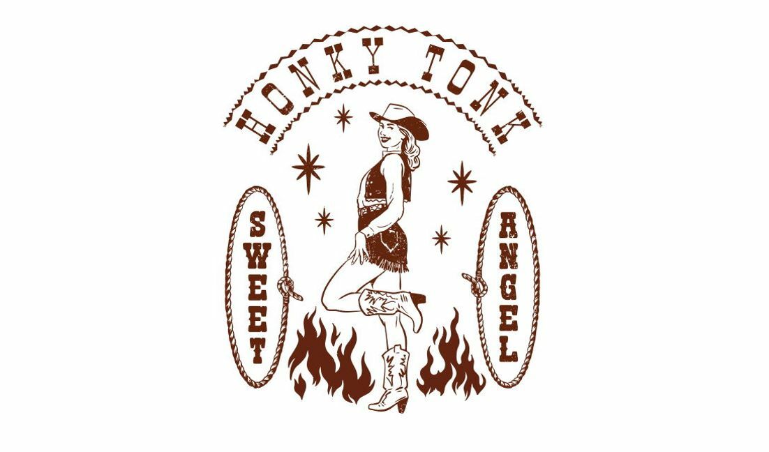 Modelo de design para camiseta Design vintage de cowboy ocidental com tema honky tonk