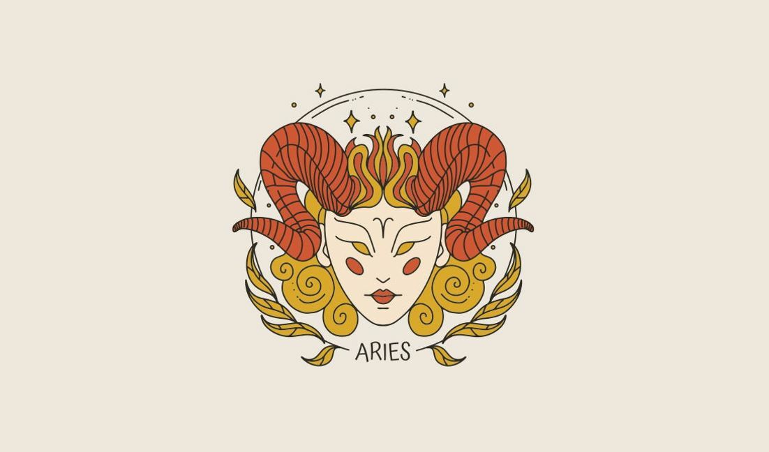 Plantilla de diseño para camiseta Ilustración del símbolo del zodíaco Aries