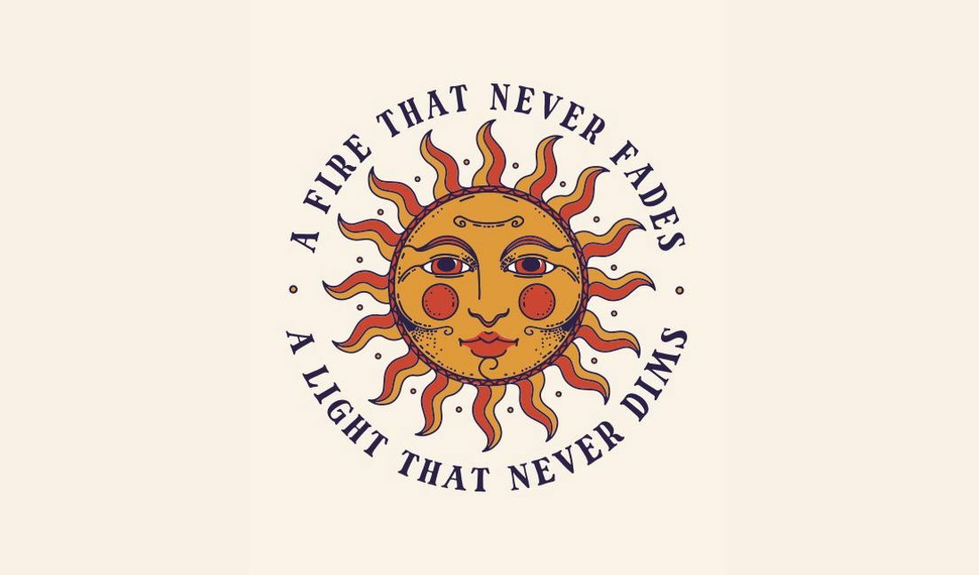 Inspirierendes Sonnendesign mit Zitat T-Shirt-Designvorlage