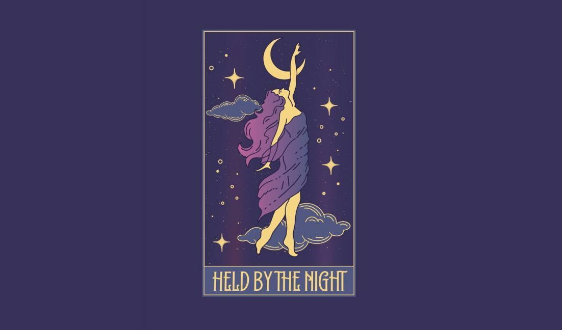 Plantilla de diseño para camiseta Encantadora ilustración celestial con una diosa que alcanza la luna.