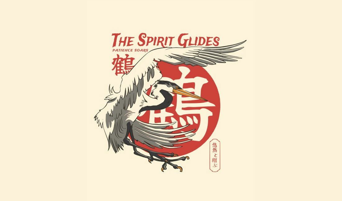 Plantilla de diseño para camiseta Elegante diseño de grúa con cita inspiradora.