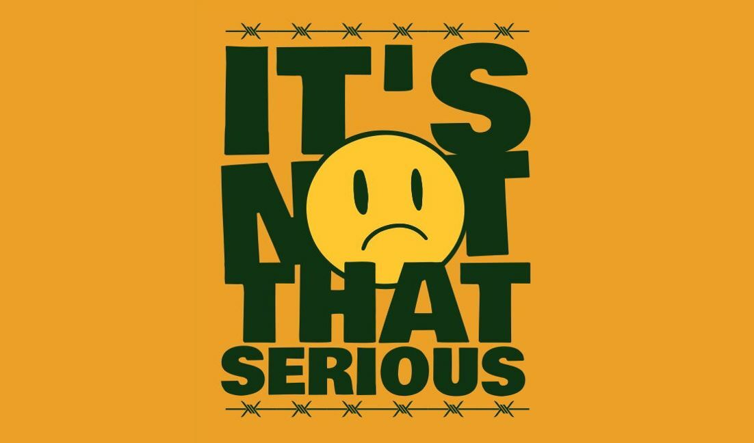 Verspieltes, humorvolles Zitat-Design mit einem traurigen Smiley T-Shirt-Designvorlage